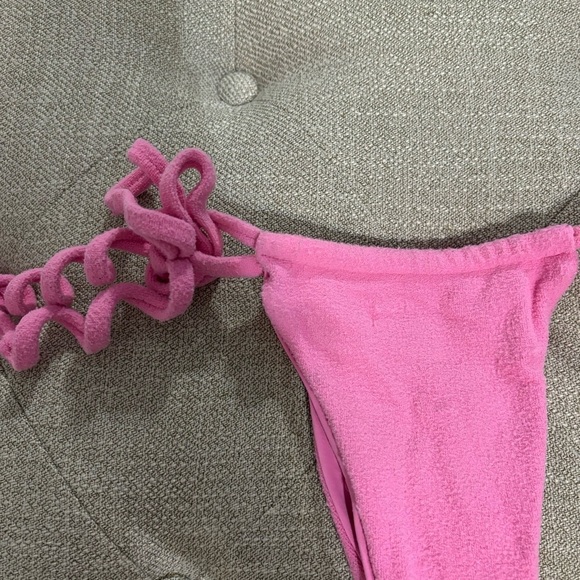 Frankie’s Bikinis X Naomi Tia Terry String Bikini Bottom Pink - Picture 3 of 7